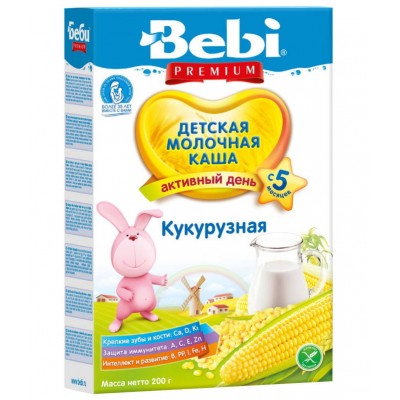 Каша Bebi Premium молочная кукурузная, с 5 мес, 200 гр